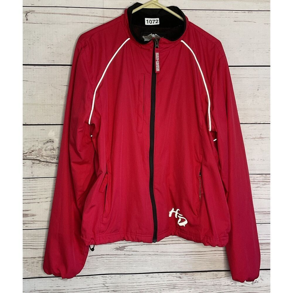 Harley Davidson Jacket Womens XL Pink‎ Full Zip Mesh Liner Vented Track Jacket